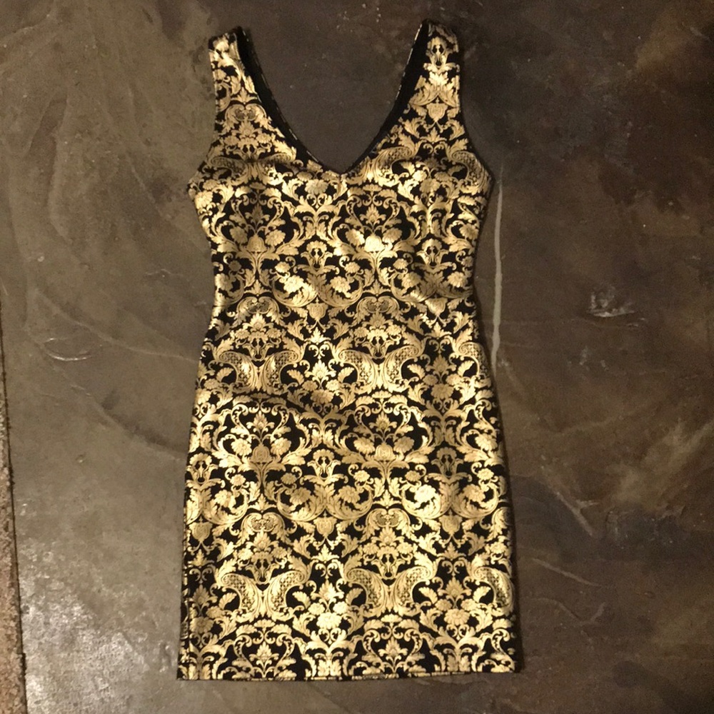 Gold and black patterned dress